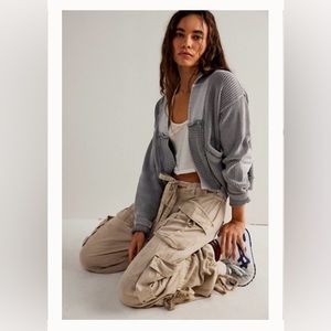 Free People worn thru surplus cardi color: Swiss coffee NWT